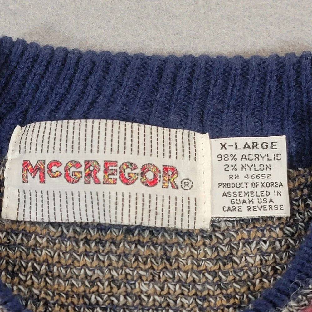 Vintage McGregor Knit Sweater Fair Isle Geometric Crewneck Grandpa Core Men's XL